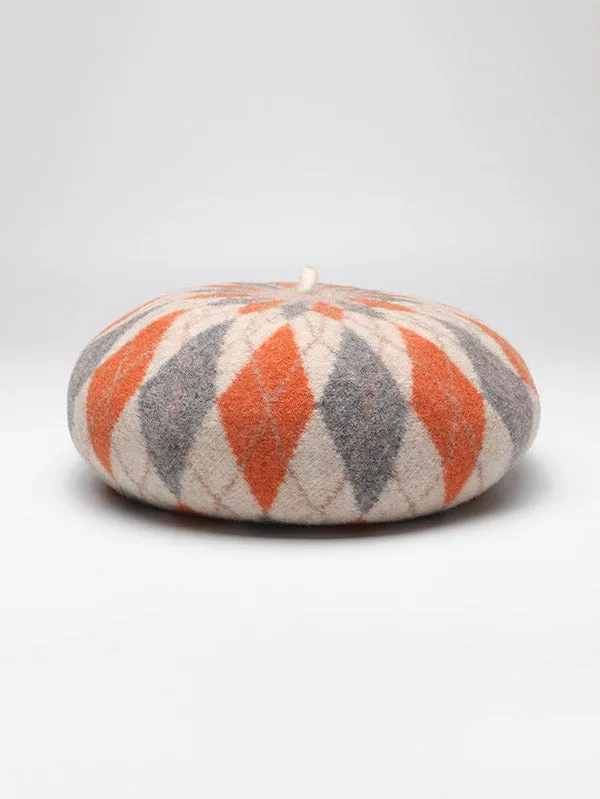 Vintage Wool Contrast Color Beret Hat
