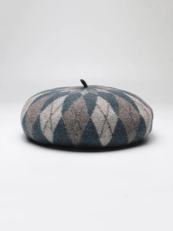 Vintage Wool Contrast Color Beret Hat