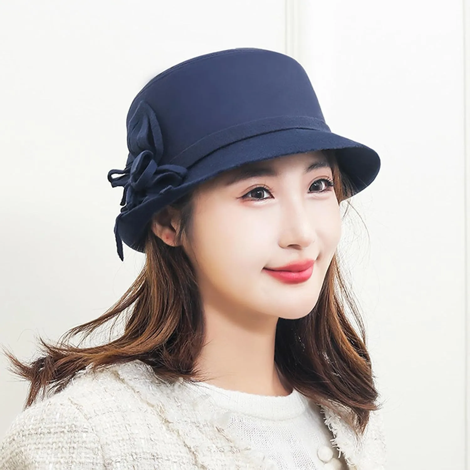 Women's Vintage Bucket Hat Floral Fedora Church Hat Bowler Hats