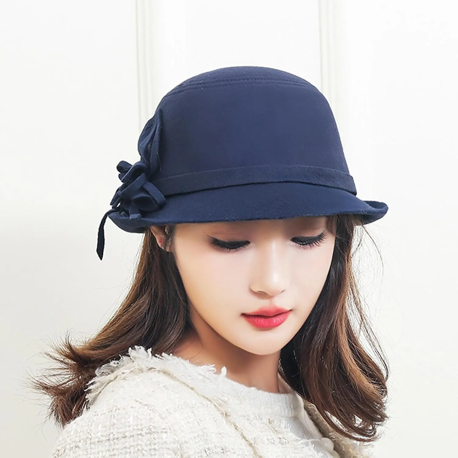 Women's Vintage Bucket Hat Floral Fedora Church Hat Bowler Hats
