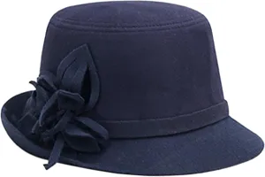 Women's Vintage Bucket Hat Floral Fedora Church Hat Bowler Hats