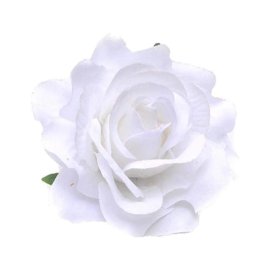 Women's Vintage Elegent Rose Flower Hairpin Hair Clip with Brooch for Party Travel Festivals (White)