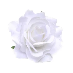 Women's Vintage Elegent Rose Flower Hairpin Hair Clip with Brooch for Party Travel Festivals (White)