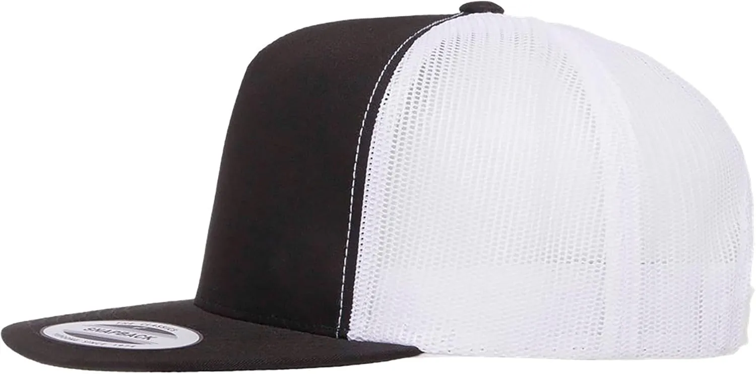 Yupoong YP Classics 6006 High Profile Flat Visor Snapback Trucker Hat - Blank, Bulk Caps