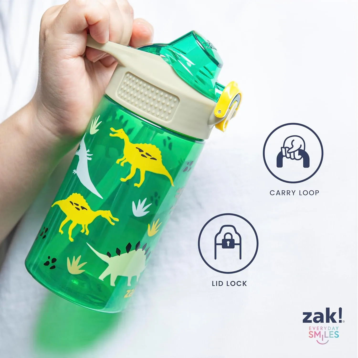 Zak Designs Disney Frozen Sage Kids Water Bottle For School or Travel, 16oz Durable Plastic Water Bottle With Straw, Handle, and Leak-Proof, Pop-Up Spout Cover, 2-Pack Set (Anna & Elsa)
