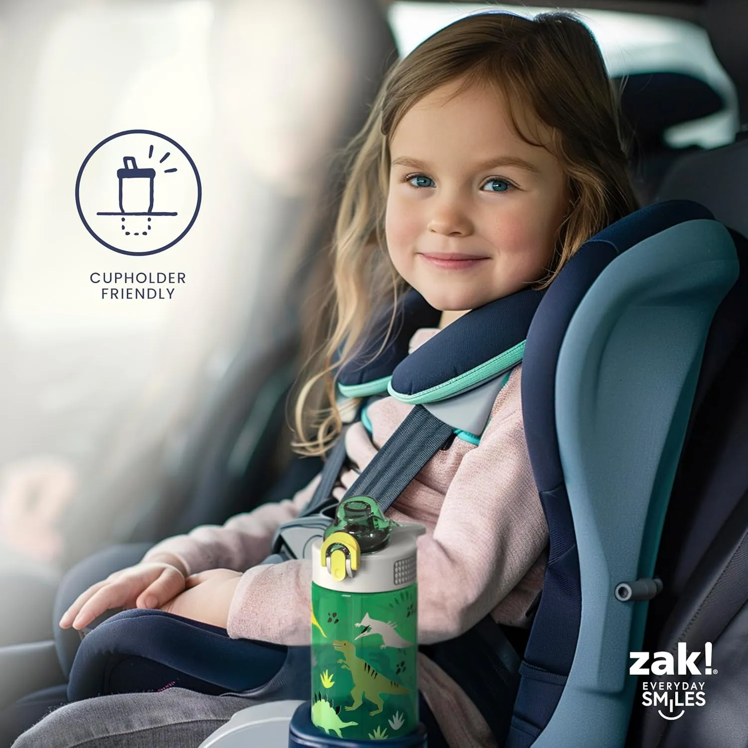 Zak Designs Disney Frozen Sage Kids Water Bottle For School or Travel, 16oz Durable Plastic Water Bottle With Straw, Handle, and Leak-Proof, Pop-Up Spout Cover, 2-Pack Set (Anna & Elsa)
